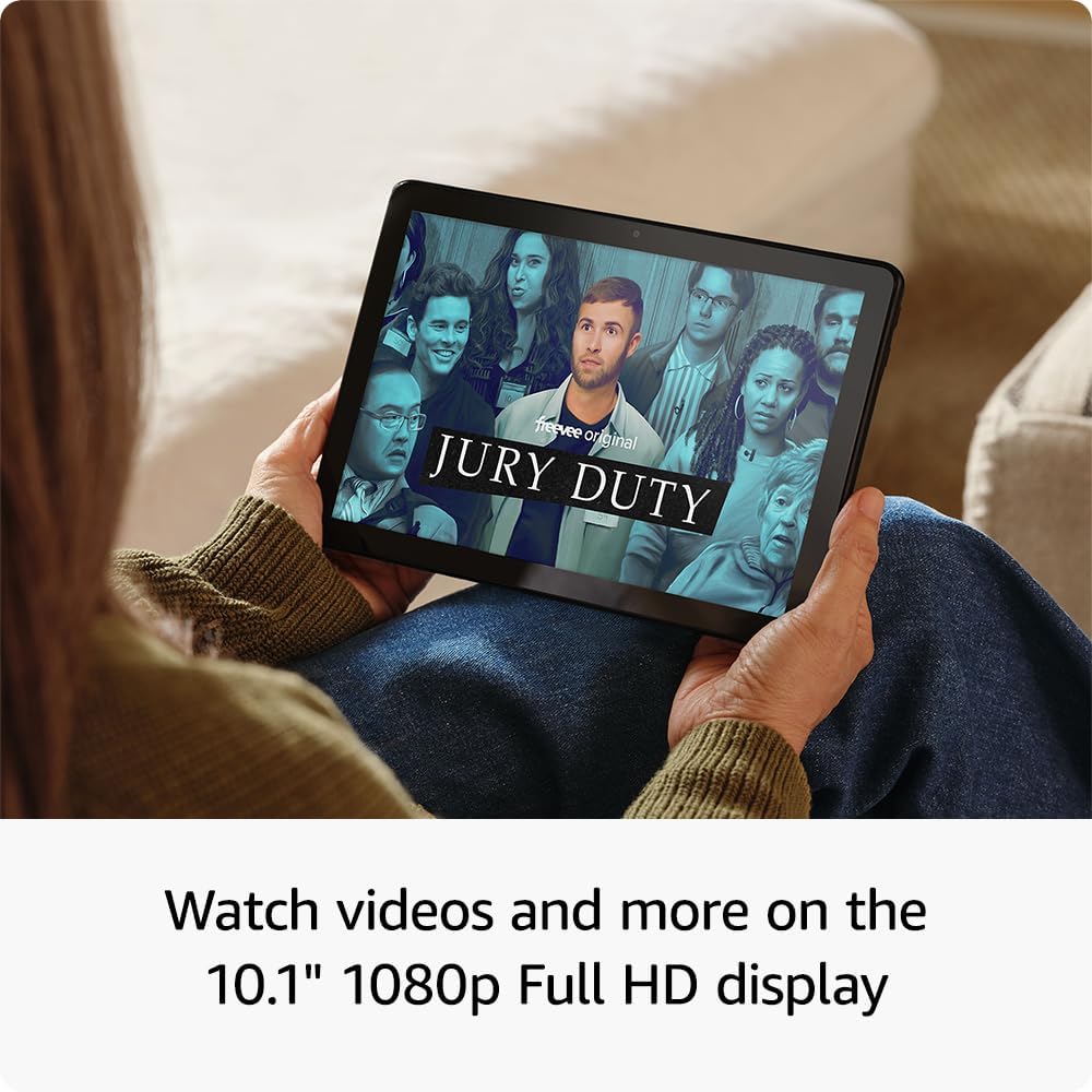 Tablette tactile Amazon Fire HD 10 comme neuve, conçue pour la détente, écran Full HD 10,1 pouces aux couleurs éclatantes, processeur octocœur, 3 Go de RAM, 32 Go, noire