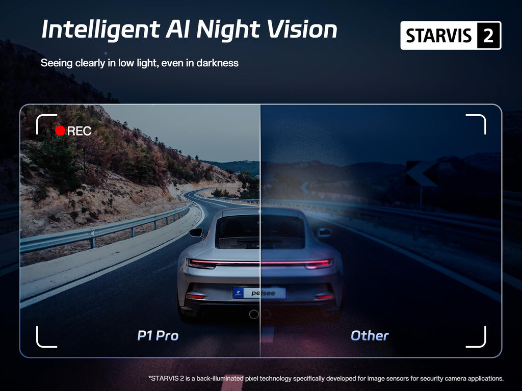 PELSEE P1 Pro 4K Double caméra embarquée doté de vision nocturne et GPS