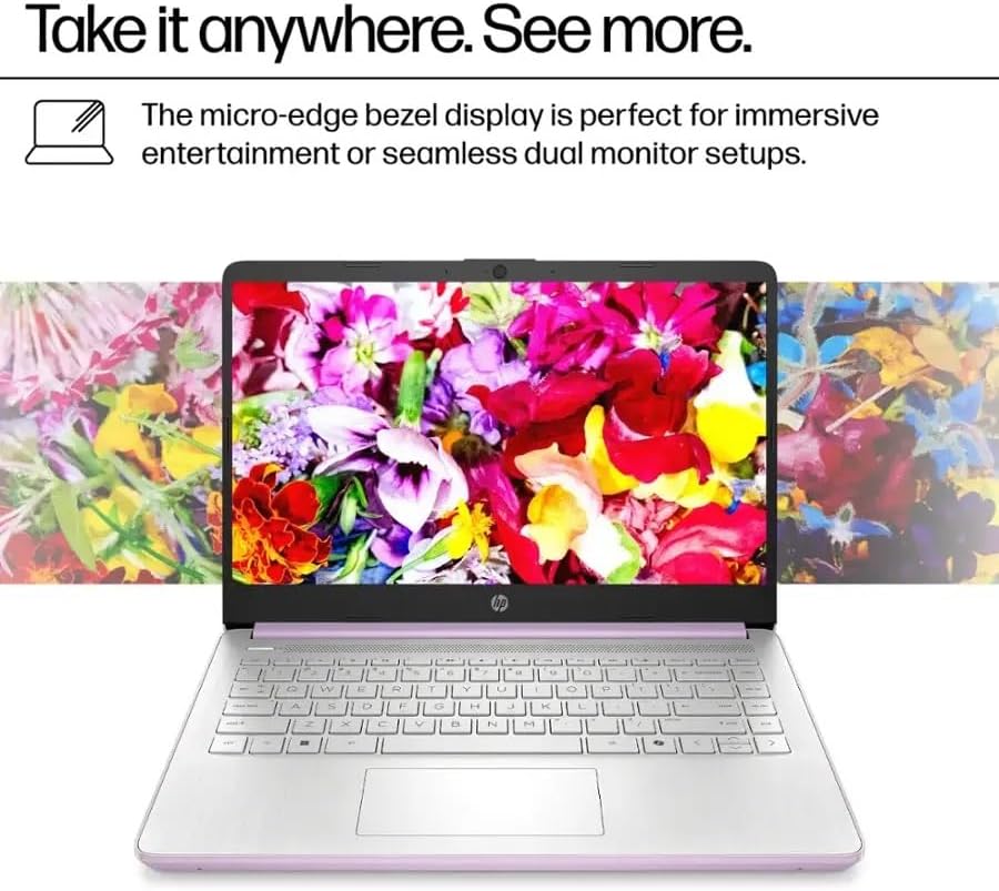 Ordinateur compact portable professionnel HP Stream 14 pour étudiants, Microsoft Office 365, Copilot AI, 4 Go de RAM, 128 Go de stockage UFS, 1 To de stockage cloud, processeur Intel N150 (quadricœur), coloris Miel Lavande, Windows 11 Famille avec