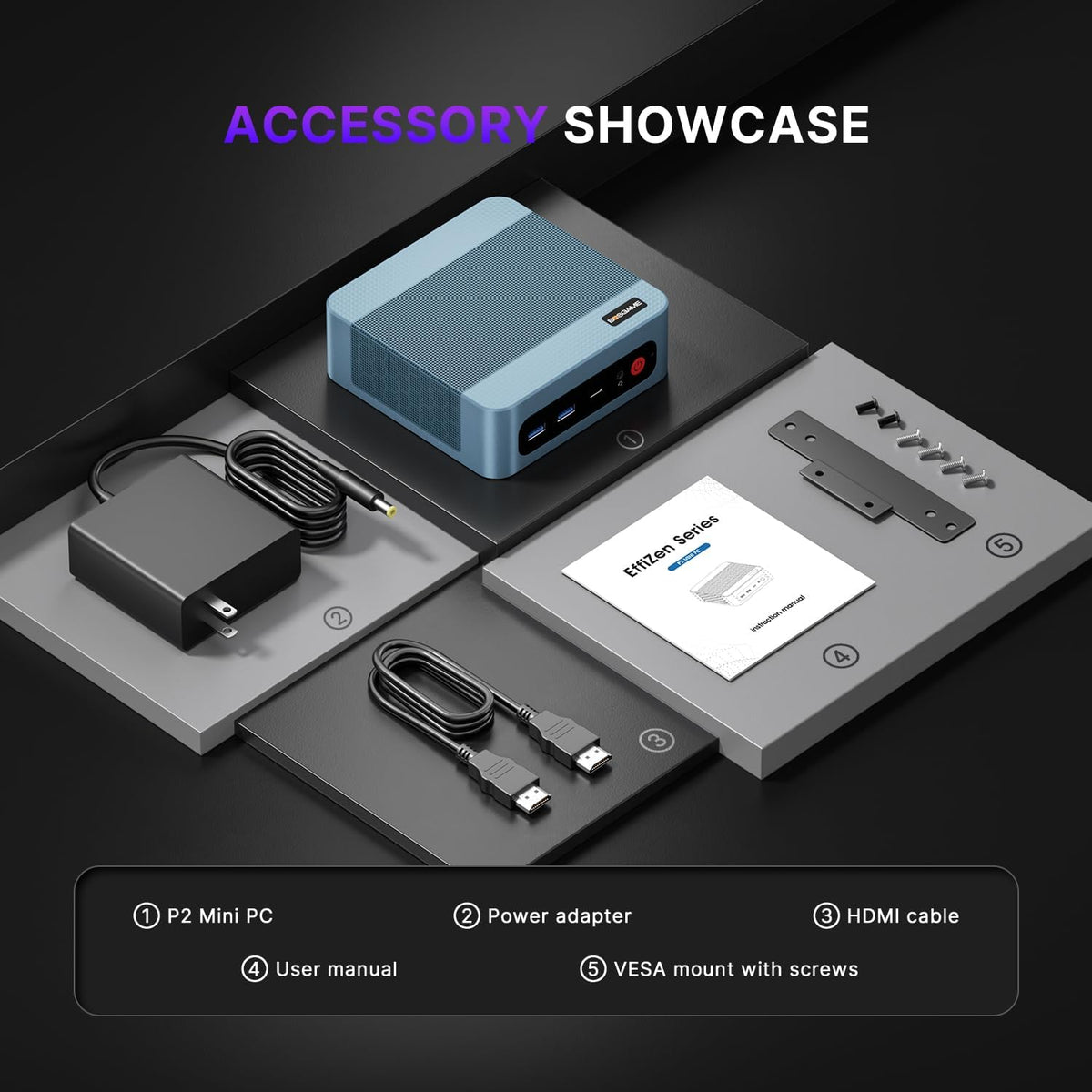 Mini PC BOSGAME P2 | Processeur Intel i5-12450H (12e génération, 8 cœurs) | 16 Go de RAM DDR4 | SSD NVMe 512 Go | Triple affichage 4K (HDMI/USB-C/DP) | Double port LAN 2,5 GHz | Wi-Fi 6 et Bluetooth 5.2 | Windows 11 Professionnel | Ordinateur de…