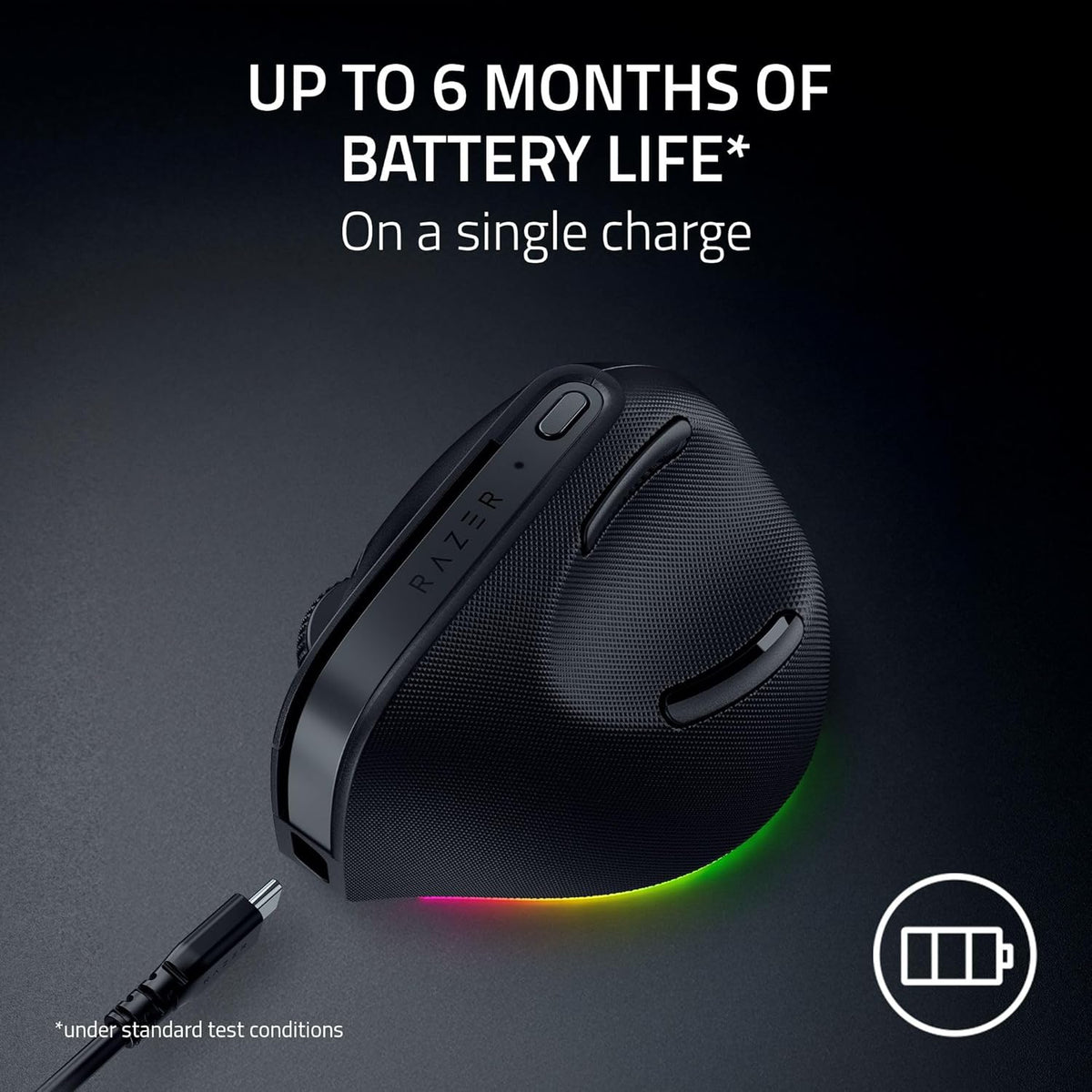 Souris verticale à connectivité sans fil Razer Pro Click V2 : Design ergonomique à 6 boutons - Aide intuitive en un clic - Compatible Windows et Mac - Connectivité multi-appareils via 2,4 GHz, Bluetooth ou USB-C doté de connectivité filaire…
