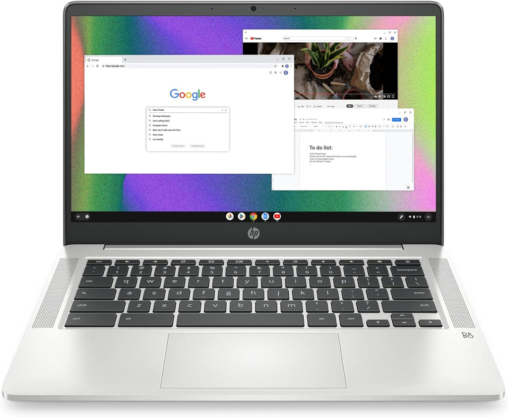 Ordinateur compact portable HP Chromebook 14, Intel Celeron N4120, 4 Go de RAM, 64 Go eMMC, écran HD 14 pouces, Chrome OS, design fin, graphismes 4K, longue autonomie, clavier gris cendré (14a-na0226nr, 2022, argent minéral)