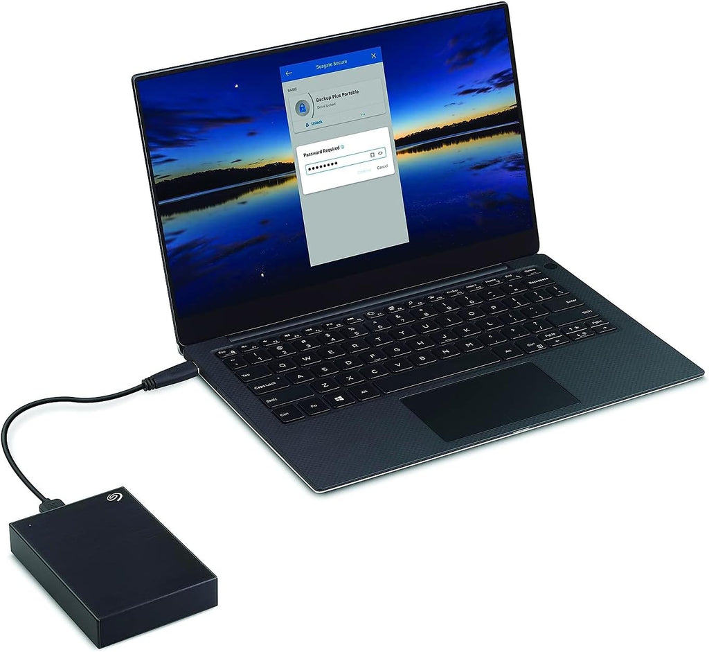 Disque dur externe compact portable Seagate One Touch, 4 To, cryptage matériel activé par mot de passe, compatible PC, ordinateur compact portable et Mac, USB 3.0, noir (STKZ4000400)