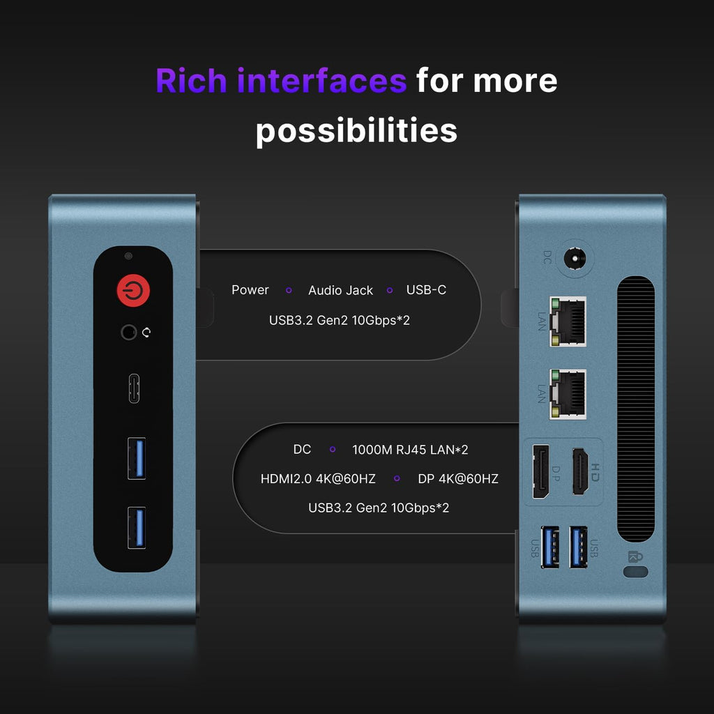 Mini PC BOSGAME P2 | Processeur Intel i5-12450H (12e génération, 8 cœurs) | 16 Go de RAM DDR4 | SSD NVMe 512 Go | Triple affichage 4K (HDMI/USB-C/DP) | Double port LAN 2,5 GHz | Wi-Fi 6 et Bluetooth 5.2 | Windows 11 Professionnel | Ordinateur de…