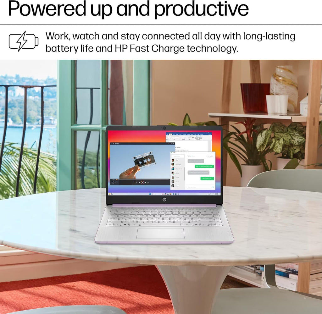 Ordinateur compact portable HP 14 (2025-2026) : Professionnel, Étudiant, Copilot AI, Suite Office à vie, Processeur Intel quadricœur, 16 Go de RAM, 628 Go de stockage (128 Go UFS + 500 Go d'extension), Wi-Fi 6, Autonomie de plus de 10 heures