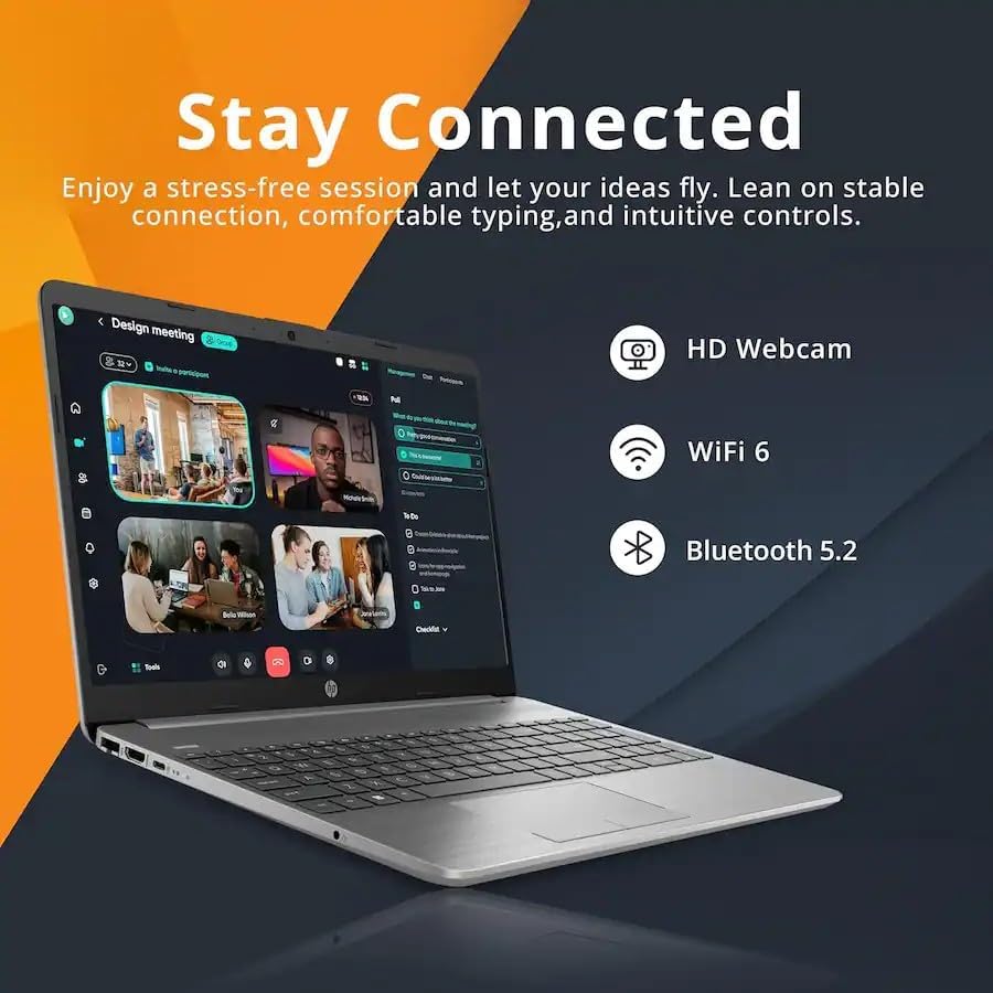 Ordinateur compact portable HP 15,6" | Édition 2026 | 16 Go de RAM | SSD 256 Go | Processeur Intel | Écran Full HD 1080p | Windows 11 | Wi-Fi 6 et Ethernet | Clavier complet | Autonomie longue durée