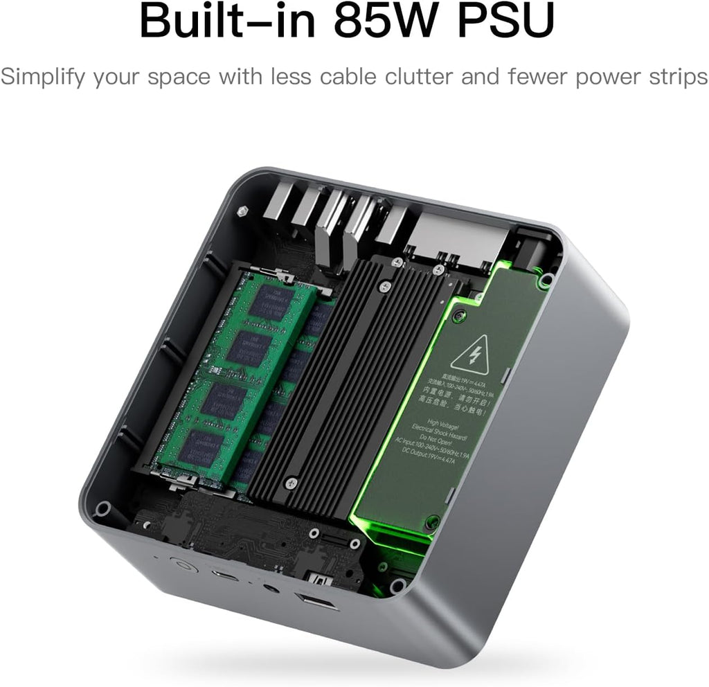 Mini PC Beelink EQi12 - Mini-ordinateur Intel i5-1235U (allant jusqu'à 4,4 GHz) 10 cœurs/12 threads - 16 Go de RAM DDR4 - SSD M.2 NVMe 500 Go - Ordinateur de bureau - 4K à 60 Hz - HDMI et DisplayPort - Wi-Fi 6 - Bluetooth 5.2 - Ethernet Gigabit…