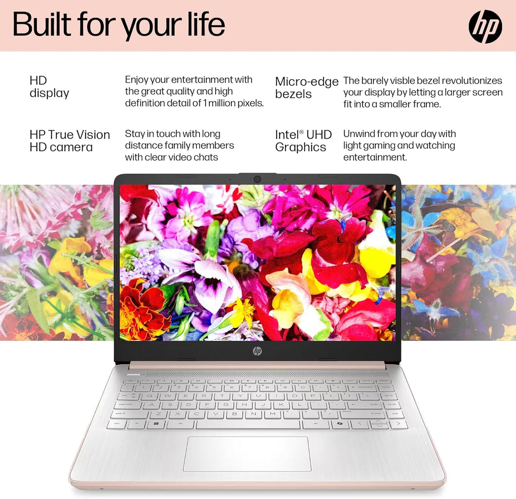 Ordinateur compact portable HP Flagship 14 pour étudiants et professionnels (2026), Windows 11 Professionnel, Copilot AI, processeur Intel jusqu'à 2,8 GHz, 8 Go de RAM, 628 Go de stockage (128 Go SSD + 500 Go d'extension), Wi-Fi 6, HubxcelAccessory