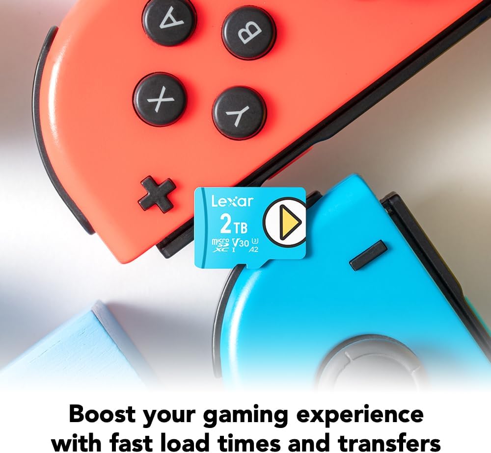 Carte microSD Lexar Play bleue 2 To, UHS-I, C10, U3, V30, A2, 4K, jusqu'à 160 Mo/s, carte mémoire microSDXC, extension de stockage pour Nintendo Switch 1, consoles de jeux, smartphones et tablettes (LMSPLBL002T-BNNNU) pratique