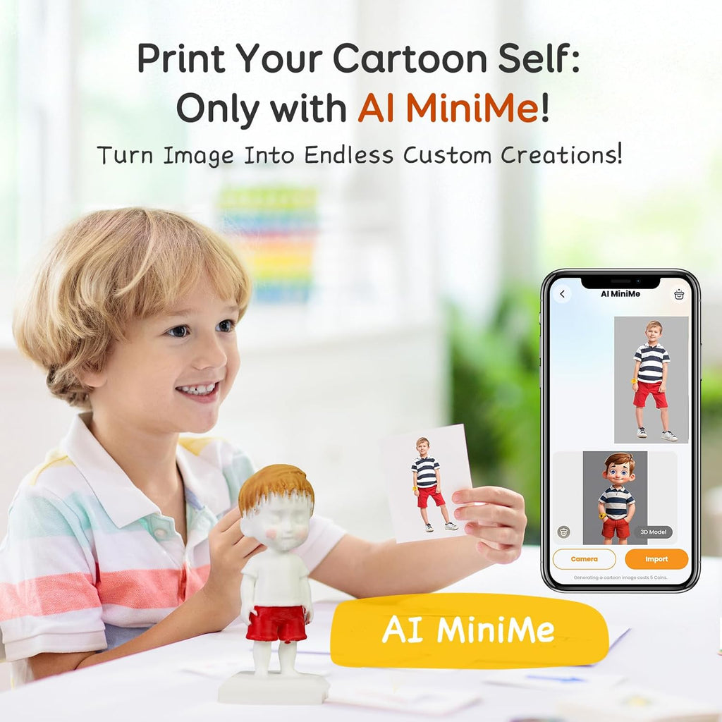 Imprimante 3D AOSEED pour enfants, imprimante 3D entièrement assemblée doté de intelligence artificielle, vitesse allant jusqu'à 400 mm/s, nivellement automatique, plus de 1500 modèles et plus de 17 modules, incluant 8 filaments PLA pour une…
