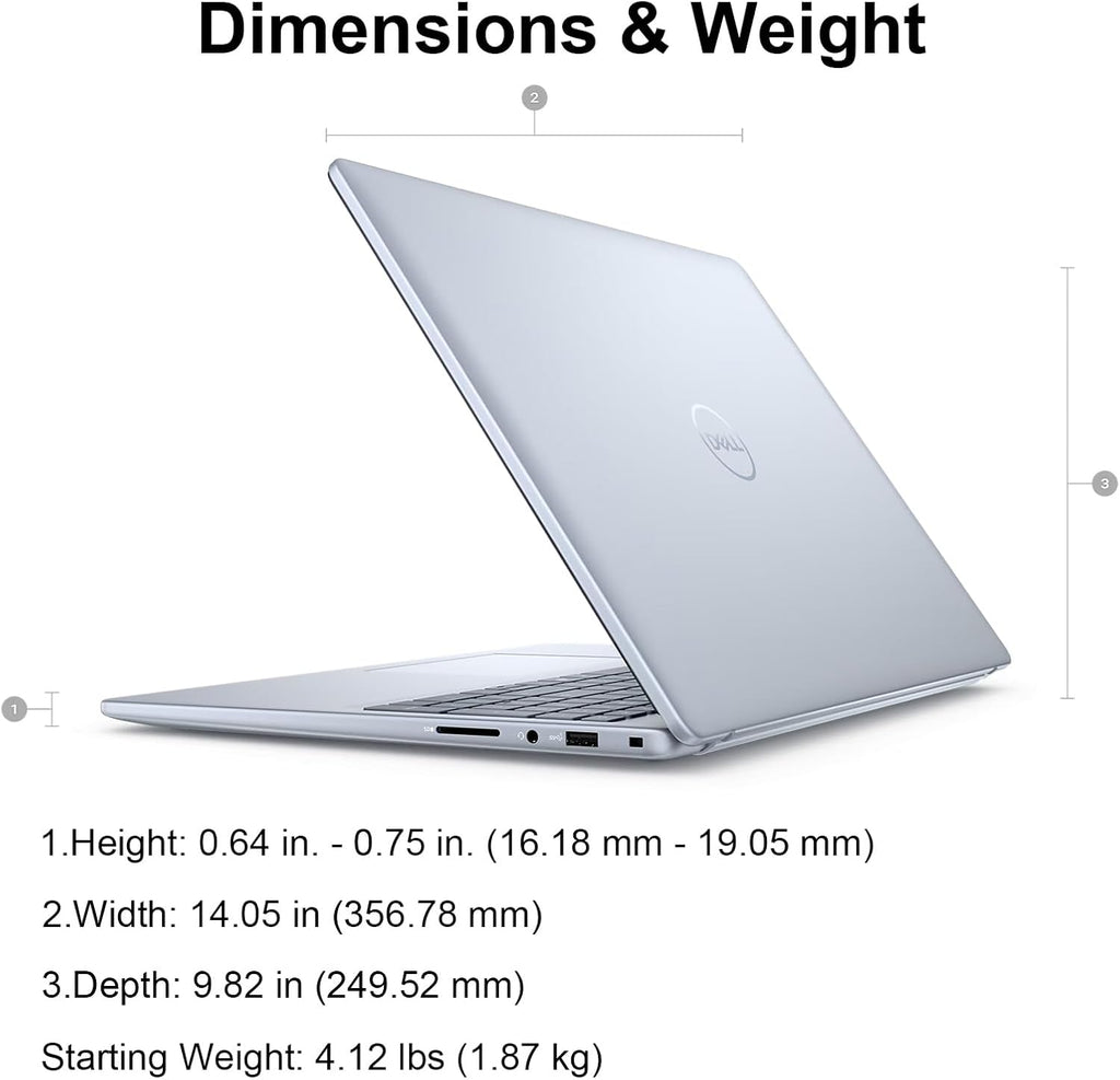 Ordinateur compact portable professionnel Dell Inspiron 16 : écran tactile 16:10 FHD+ (1920 x 1200), processeur Intel Core i7-150U, 64 Go de RAM DDR5, SSD de 4 To, clavier rétroéclairé, Wi-Fi 6E, licence à vie Microsoft Office et souris dédiée