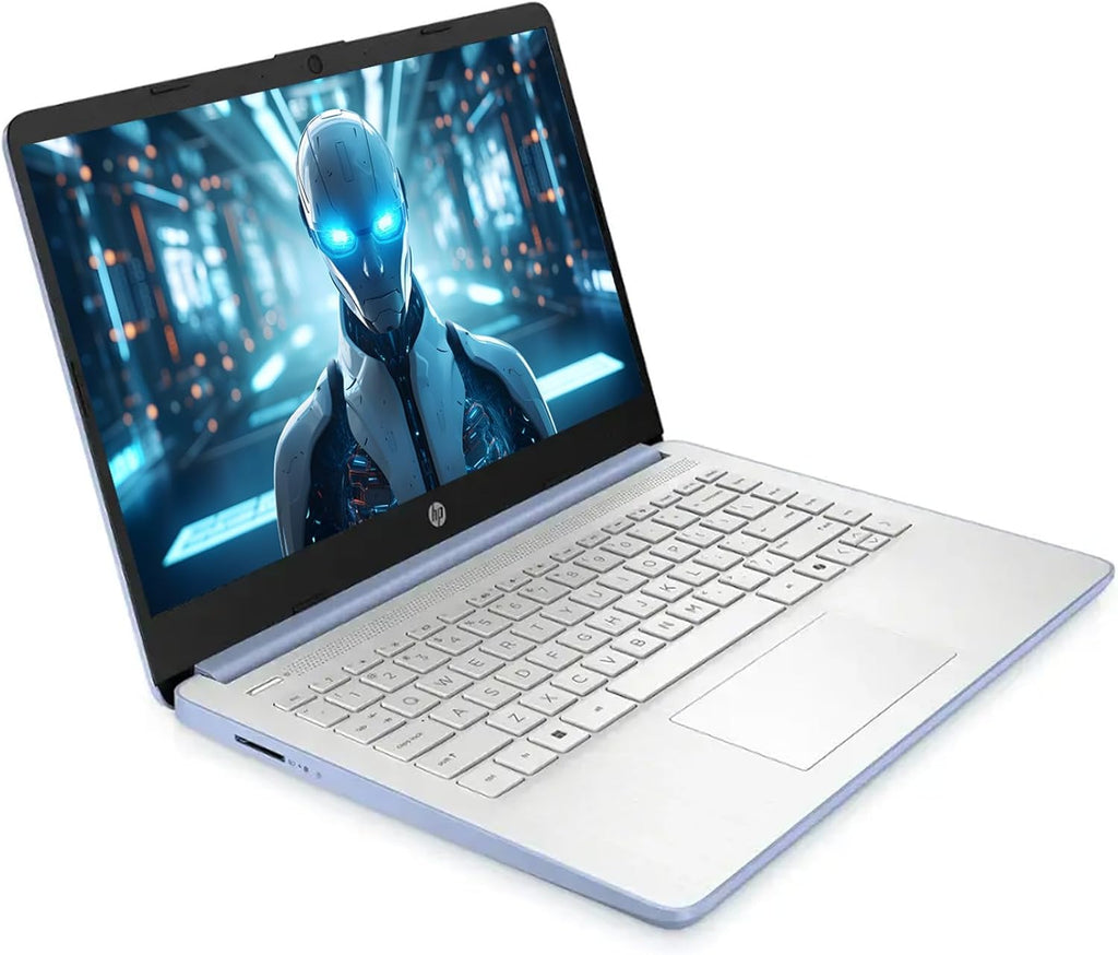 Ordinateur compact portable HP avec Microsoft Office et 1 To de stockage cloud (1 an) | Écran HD 14 pouces | 4 Go de RAM | Disque dur UFS 128 Go | Processeur Intel quadricœur (plus performant qu'un i3-10110U) | Webcam | USB-C | Windows 11 Famille en