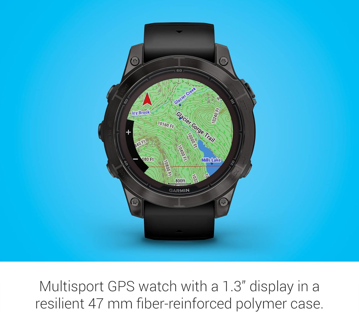Présentation : Montre connectée GPS multisport Garmin fēnix 7 Pro Sapphire Solar avec lampe torche intégrée et recharge solaire, couleur noire.
