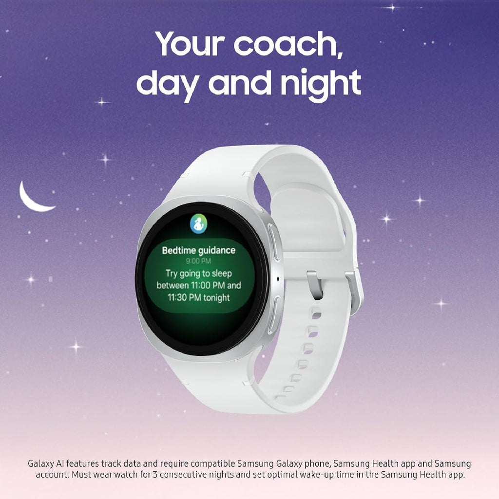 Présentation : Montre connectée Samsung Galaxy Watch 8 (2025) 44 mm Bluetooth, design coussin, suivi d'activité, coaching du sommeil et de la course à pied, score d'énergie, suivi de la fréquence cardiaque, couleur graphite, version américaine, garan