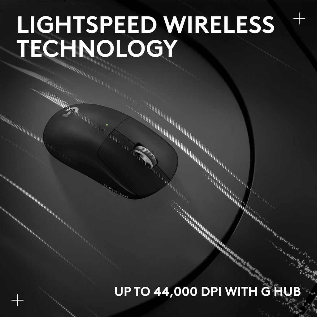 Souris gaming à connectivité sans fil Logitech G PRO X Superlight 2, 60 g, qualité professionnelle, 5 boutons programmables, capteur 44 000 DPI, taux de rapport 8 kHz, chargement USB-C pour PC/Mac - Noir