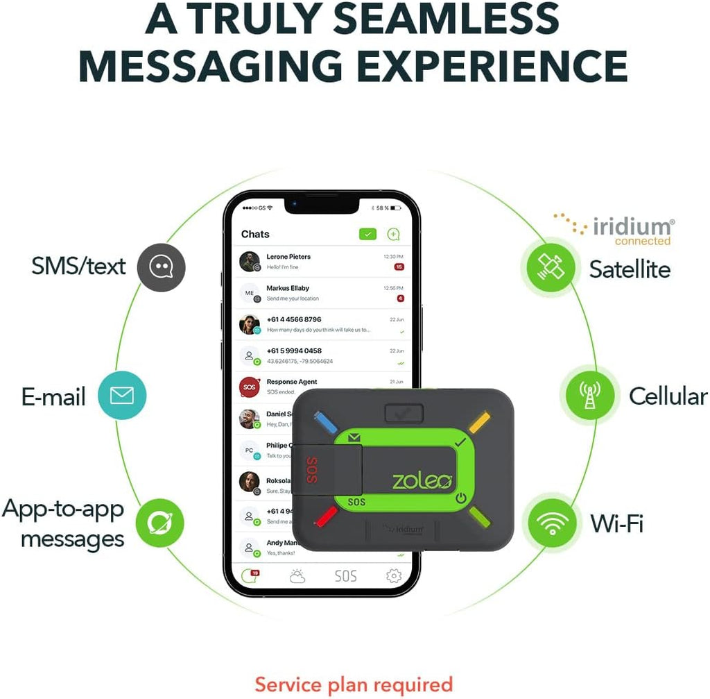 Communicateur satellite ZOLEO – Messagerie SMS et e-mail bidirectionnelle mondiale, alertes SOS d'urgence, enregistrement et géolocalisation GPS – Accessoire pour smartphones Android et iOS – Modèle pratique