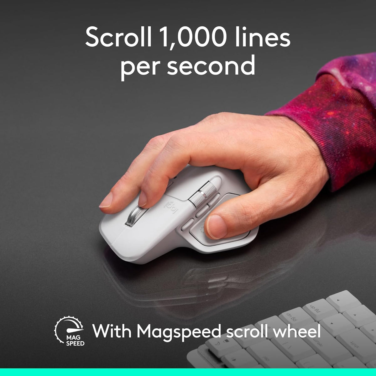 Logitech MX Master 4 pour Mac, souris Bluetooth ergonomique dotée de retour haptique performant, défilement ultra-rapide, chargement USB-C, macOS, iPadOS, Windows - Noir sidéral