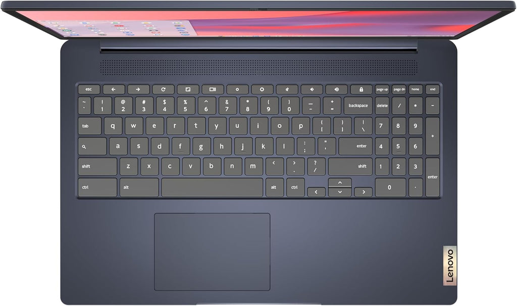 Chromebook Lenovo IdeaPad 3i, écran FHD 15,6 pouces, processeur Intel Celeron N4500, 8 Go de RAM, 64 Go de stockage eMMC, résolution 1920 x 1080 pixels, webcam 720p, Chrome OS, bleu abysse