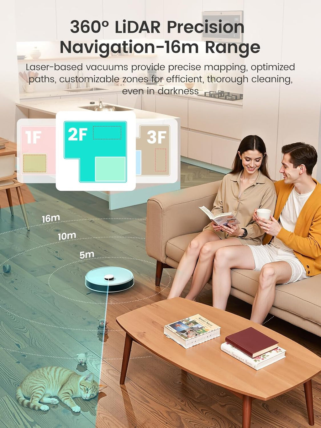 Aspirateur et laveur robot Lefant LiDAR, aspiration de 12 000 Pa, vidage automatique après 90 jours, évitement des obstacles, lavage et séchage automatiques, tout-en-un pour poils d'animaux et tapis, Wi-Fi 5G, compatible Alexa/application/iWatch, M3