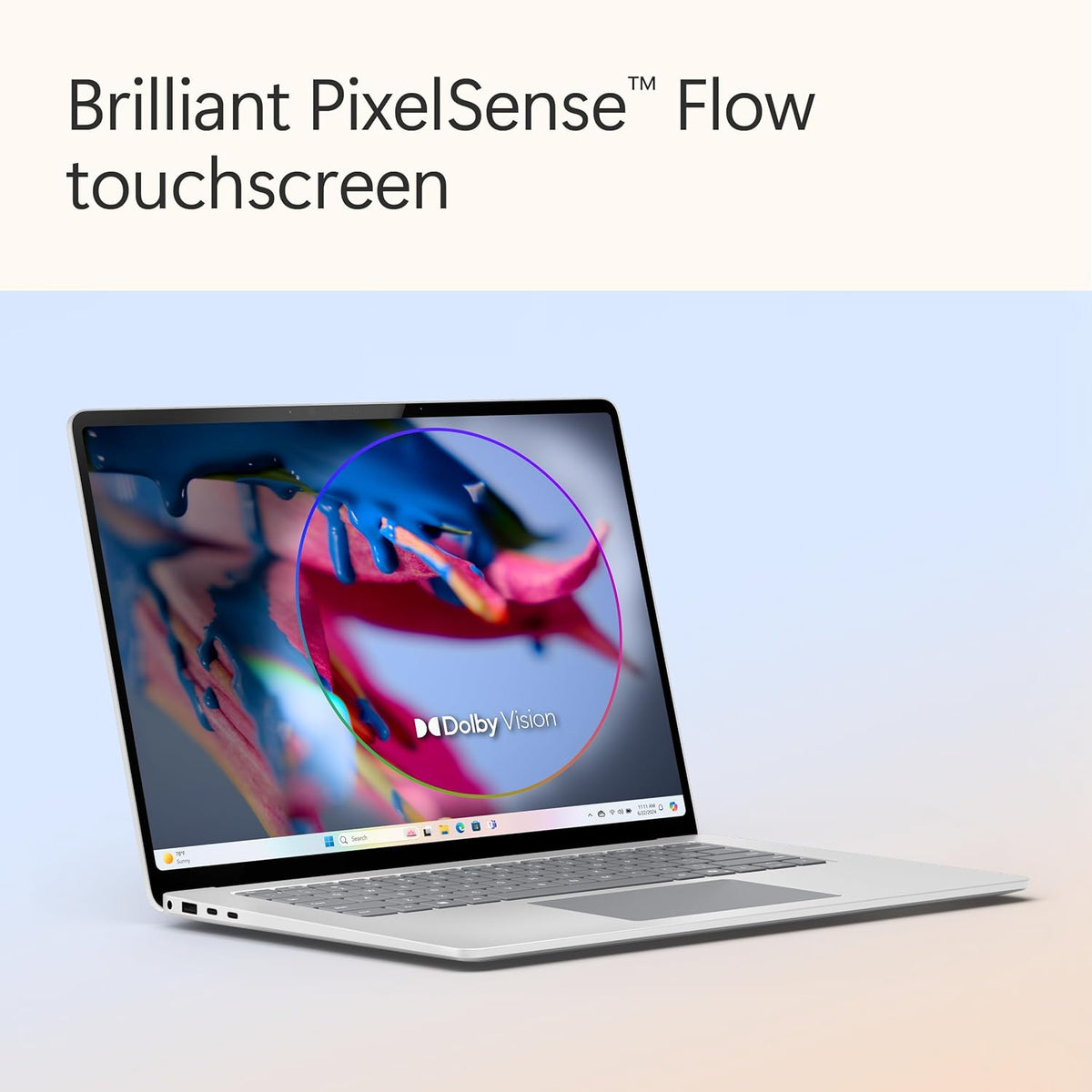Microsoft Surface Laptop (2024) Windows 11 Copilot+ PC Écran tactile 15 pouces Snapdragon X Elite (12 cœurs) 16 Go de RAM 256 Go de stockage SSD Platine