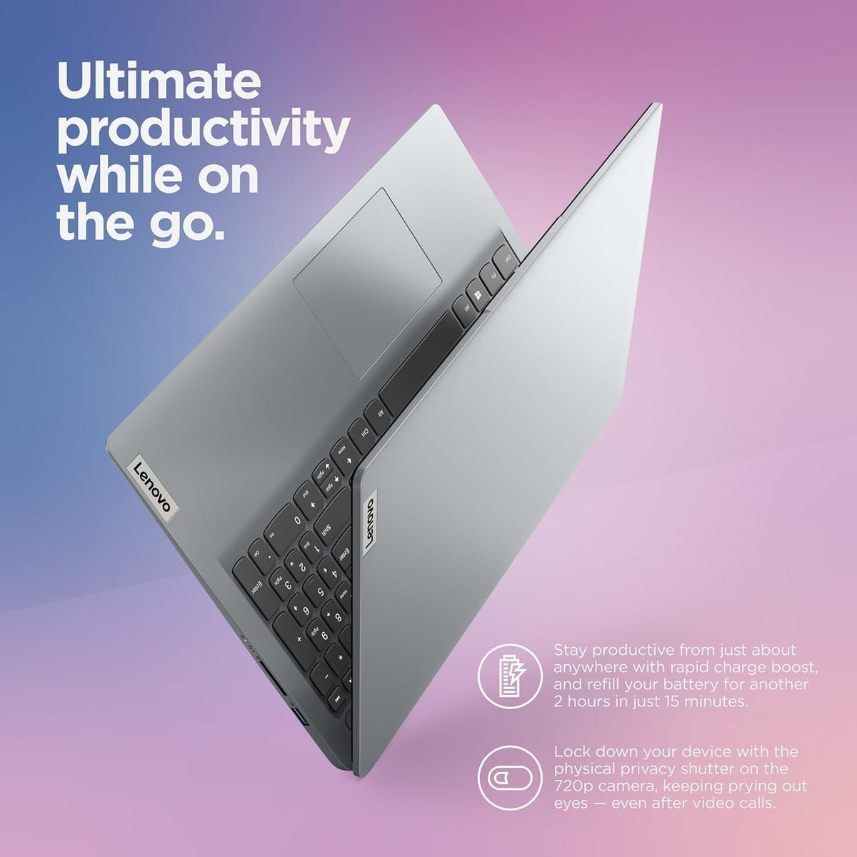 Ordinateur compact portable étudiant Lenovo IdeaPad 1, processeur Intel Dual Core, 12 Go de RAM, SSD 512 Go + eMMC 128 Go, écran FHD 15,6 pouces, abonnement d'un an à Office 365, Windows 11 Famille, Wi-Fi 6, webcam, Bluetooth, lecteur de carte SD
