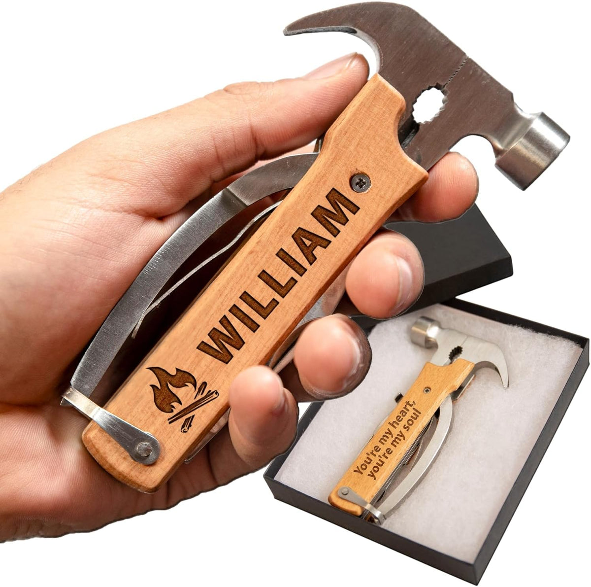Marteau multifonction personnalisé tout-en-un, outil de survie, cadeau adapté à homme, petite attention à glisser dans une chaussette de Noël, cadeau pour mari, père, grand-père, fils, outil pour papa, cadeau d'anniversaire pour homme