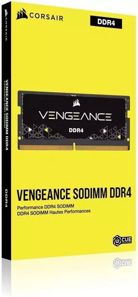 Mémoire vive CORSAIR Vengeance SODIMM DDR4 16 Go (1 x 16 Go) 3 200 MHz CL22-22-22-53 1,2 V pour ordinateur compact portable Intel/AMD - Noir (CMSX16GX4M1A3200C22)