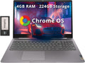 Chromebook Lenovo Ideapad 3 15,6" FHD, processeur Intel Celeron N4500, 4 Go de RAM, 224 Go de stockage (SSD 64 Go + station d'accueil 160 Go), carte graphique Intel UHD, clavier complet, Chrome OS, gris arctique