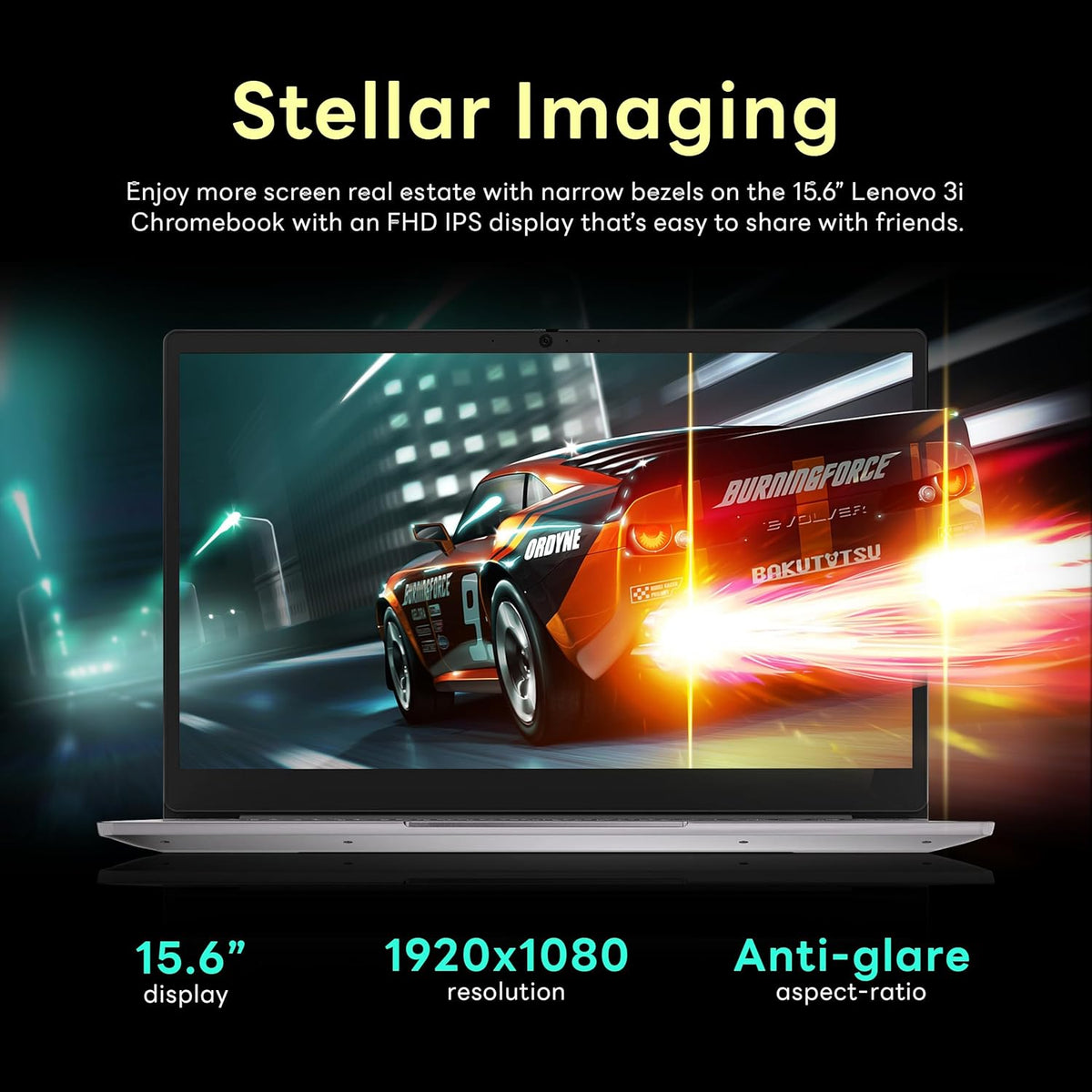 Chromebook Lenovo Ideapad 3 15,6" FHD, processeur Intel Celeron N4500, 4 Go de RAM, 224 Go de stockage (SSD 64 Go + station d'accueil 160 Go), carte graphique Intel UHD, clavier complet, Chrome OS, gris arctique