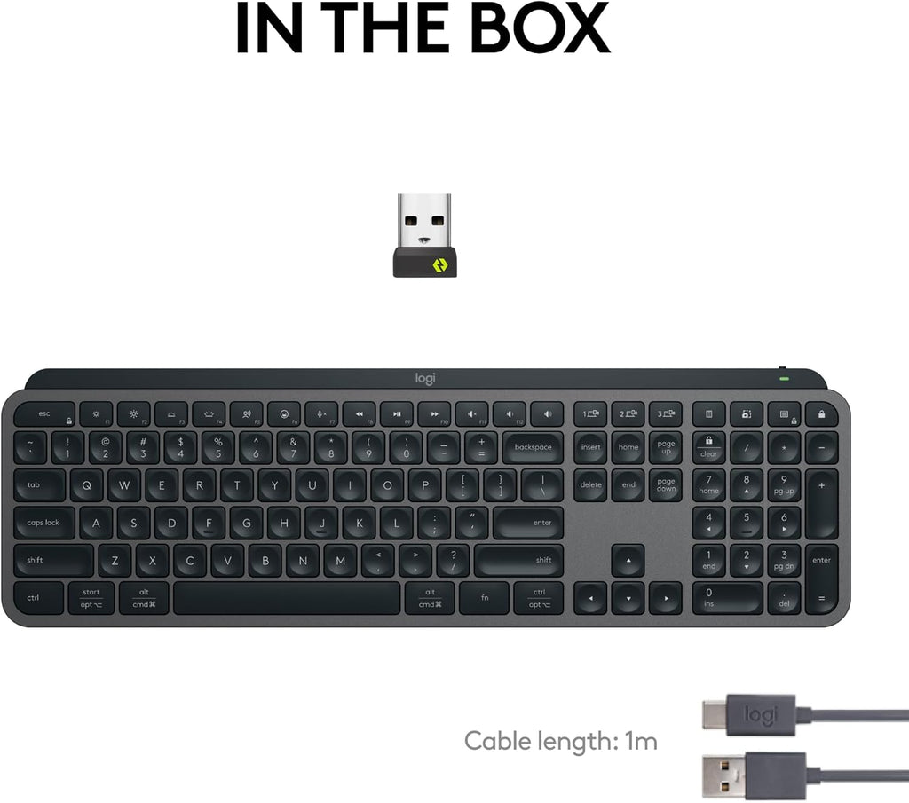 Clavier à connectivité sans fil Logitech MX Keys S, profil bas, frappe fluide, précise et silencieuse, touches programmables, rétroéclairage, Bluetooth, rechargeable par USB-C, compatible PC Windows, Linux, Chrome OS et Mac - Graphite