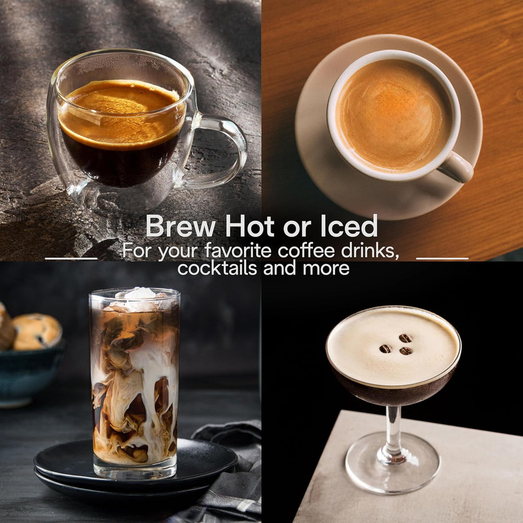 Machine à expresso automatique De'Longhi Rivelia doté de broyeur et mousseur à lait – Machine à café tout-en-un, latte chaud et glacé, cappuccino, système de sélection des grains, broyeur à meules, design italien au format compact, noir