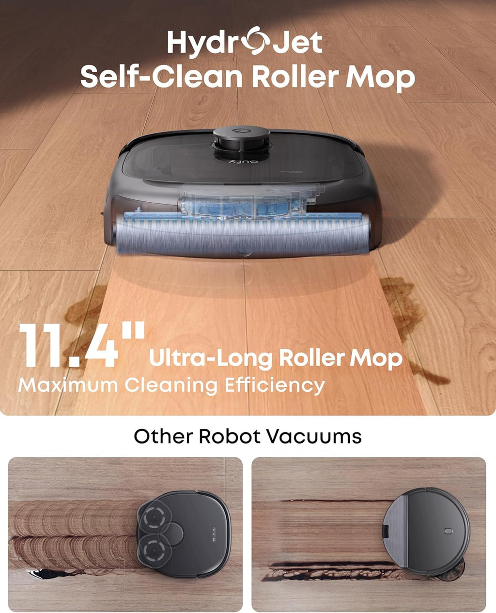 Aspirateur robot eufy E25, aspiration turbo de 20 000 Pa, balai à franges doté de système HydroJet, robot aspirateur et balai tout-en-un, nettoyage des bords et des coins, conception anti-enchevêtrement, évitement des obstacles par IA (version…