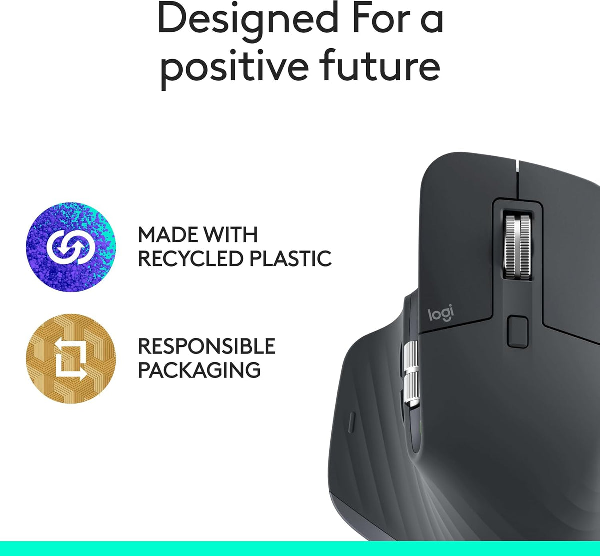Souris à connectivité sans fil Logitech MX Master 3S Bluetooth Edition, sans récepteur USB - Défilement ultra-réactif, ergonomique, 8 000 DPI, suivi sur verre, clics silencieux, compatible doté de Apple Mac, PC Windows, Linux et Chrome - Graphite