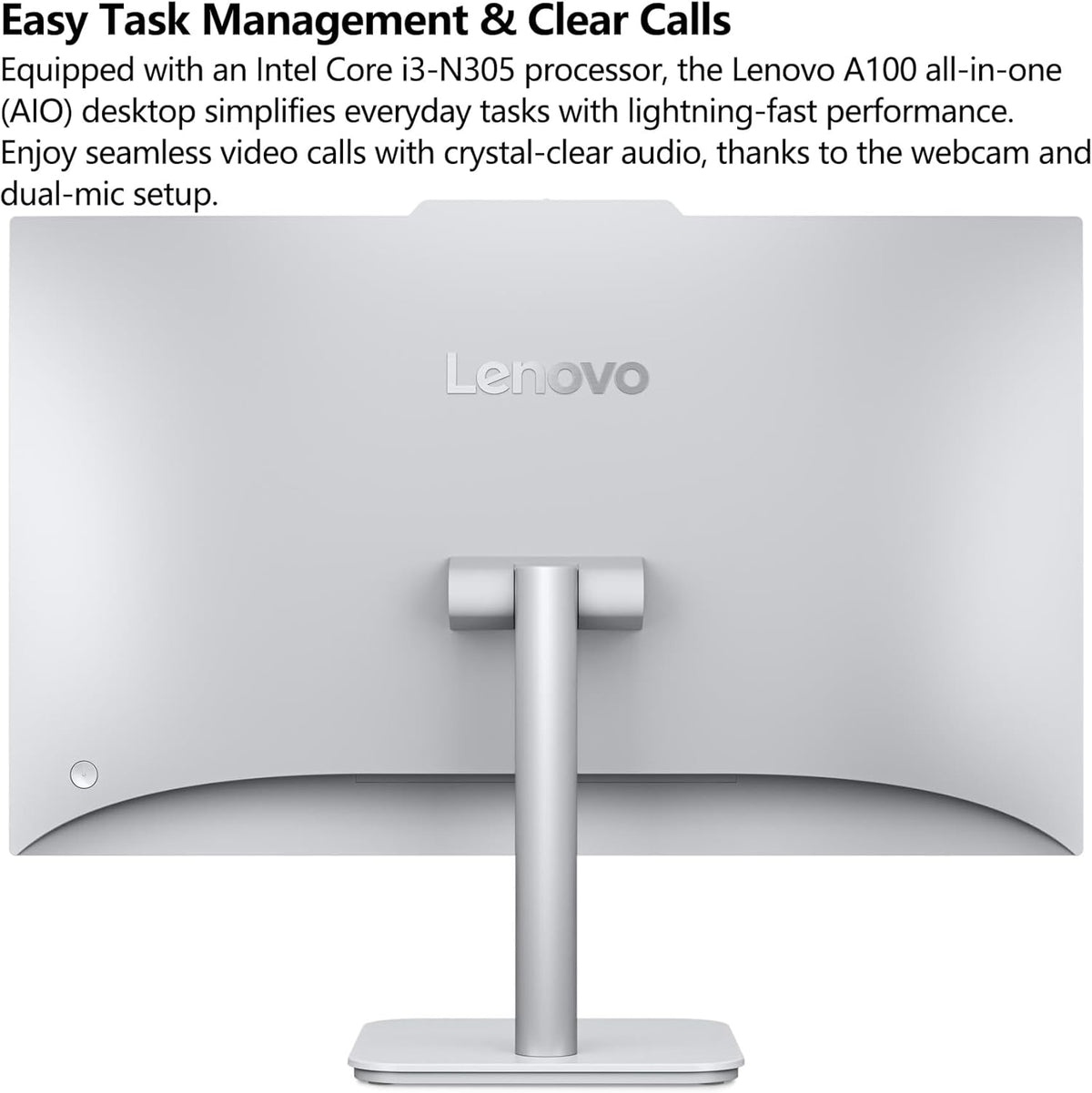 Ordinateur de bureau tout-en-un Lenovo IdeaCentre 24" 1080p, processeur Intel Core i3-N305 à 8 cœurs, 16 Go de RAM DDR4, SSD PCIe de 1 To, écran 23,8", adapté à un usage domestique, Office 365 inclus, Wi-Fi 6, Bluetooth, Windows 11, blanc.