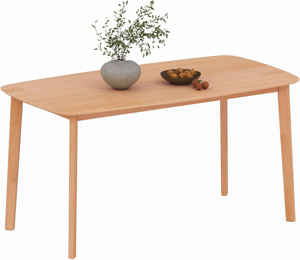 Table de salle à manger HOMCOM en bois massif pour 6 personnes, table de cuisine rectangulaire rustique de 150 cm de long dotée de grand plateau, couleur naturelle