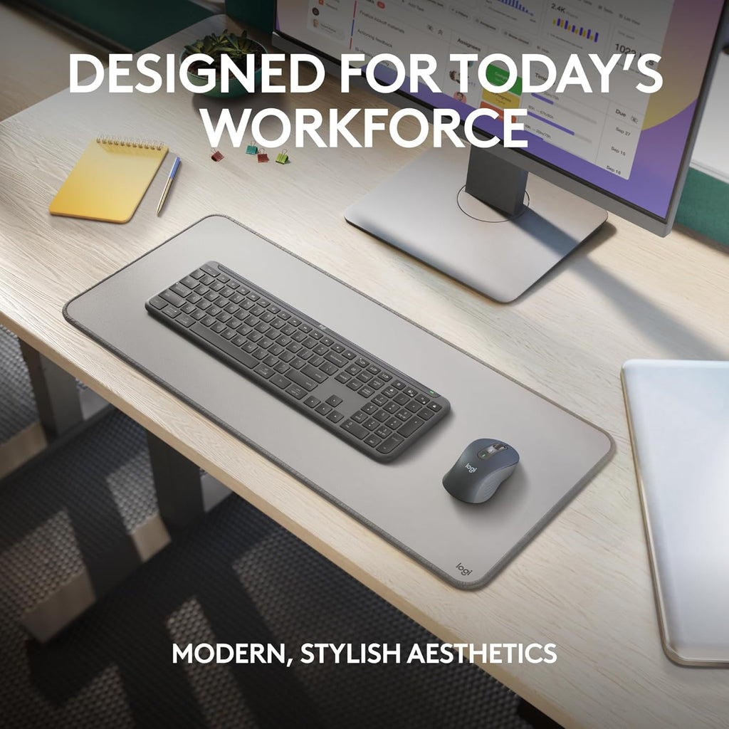 Ensemble clavier et souris à connectivité sans fil Logitech Signature Slim MK955 pour professionnels : frappe silencieuse, récepteur sécurisé, Bluetooth, certification internationale, compatible Windows/Mac/Chrome/Linux - Graphite