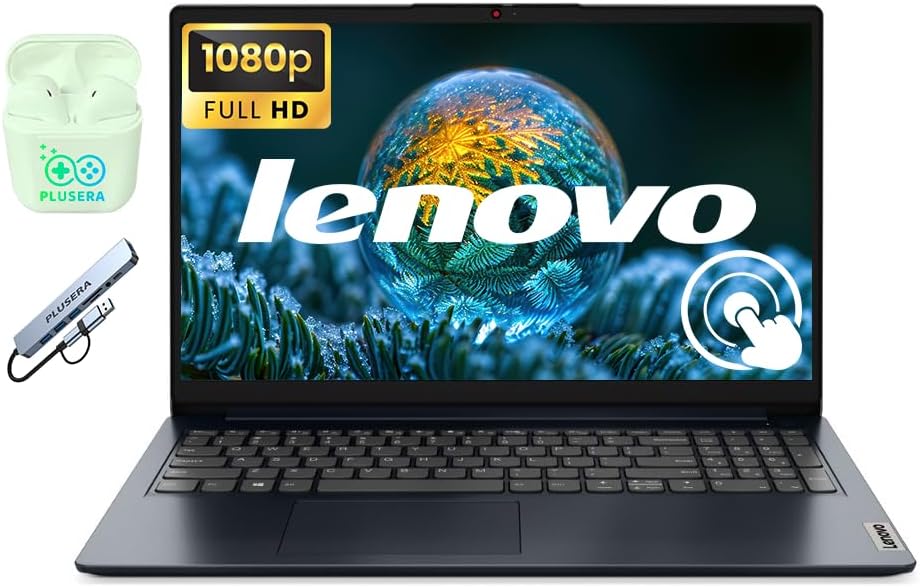 Ordinateur compact portable professionnel Lenovo IdeaPad 15,6" FHD tactile, processeur Intel i5 à 10 cœurs, 16 Go de RAM, 512 Go de stockage (SSD 256 Go + station d'accueil 256 Go), Windows 11, écouteurs PLUSERA, bleu abysse