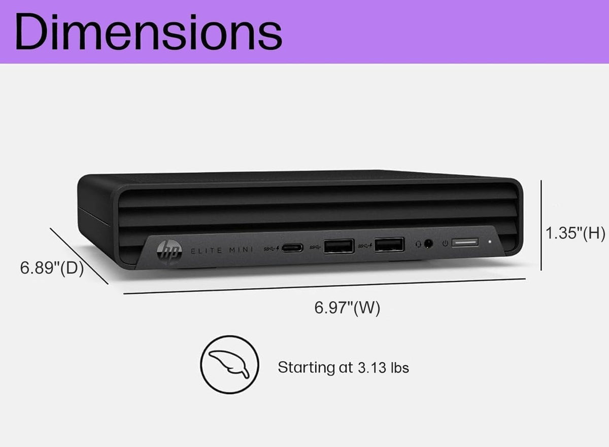 Ordinateur de bureau HP Elite Mini 800 MFF pour professionnels, processeur Intel Core i9-14900, 32 Go de RAM DDR5, SSD PCIe de 2 To, 2 ports DisplayPort, Wi-Fi 6, port RJ-45, clavier et souris doté de connectivité filaires, support inclus, Windows…