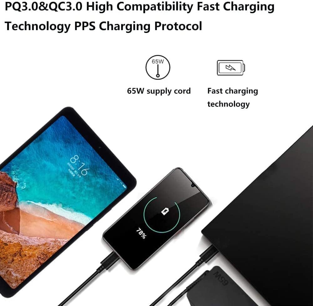Lot de 20 chargeurs USB-C 65 W/45 W pour ordinateurs portables Lenovo Yoga, Thinkpad, IdeaPad et Chromebook. Adaptateur secteur à charge rapide.