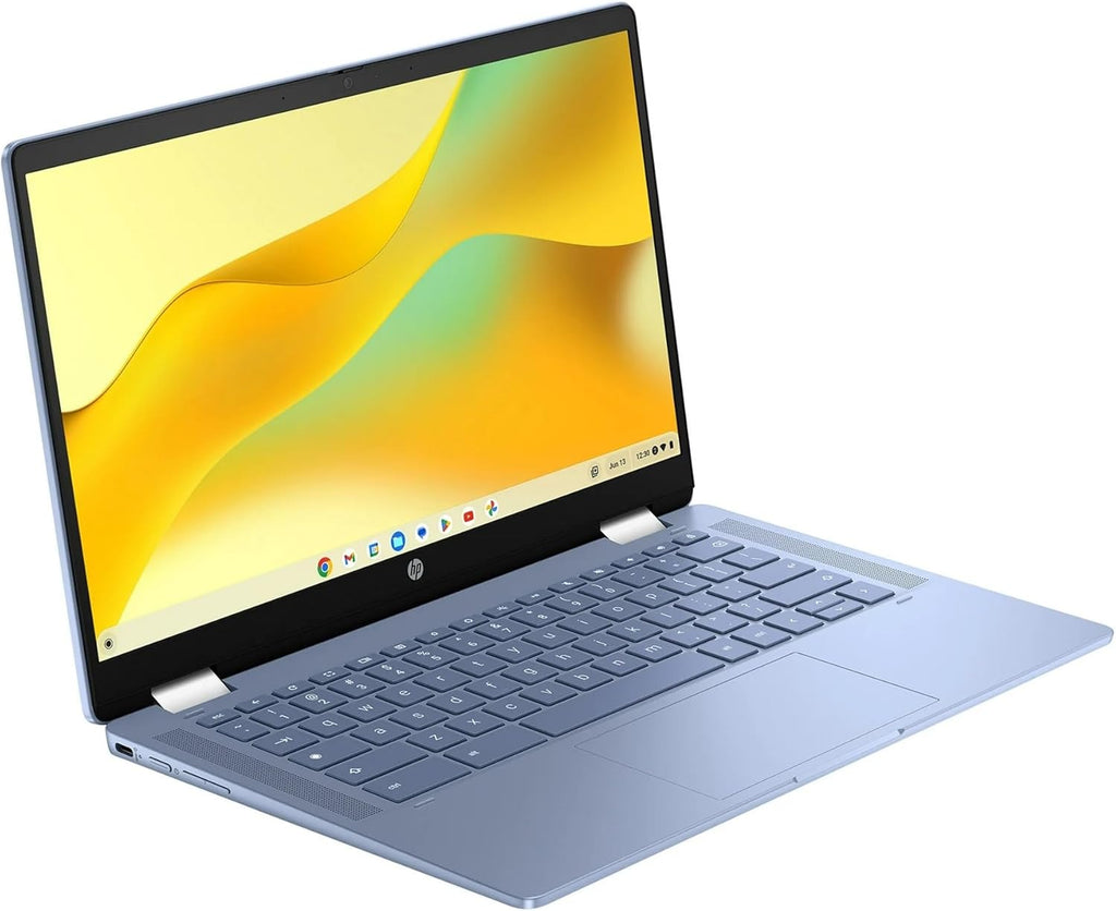 Chromebook convertible 2-en-1 HP bleu, écran tactile FHD 14 pouces, processeur Intel quadricœur jusqu'à 3,40 GHz, 4 Go de RAM, 64 Go de stockage, graphismes 4K, Wi-Fi ultra-rapide, Chrome OS (14b - Reconditionné)