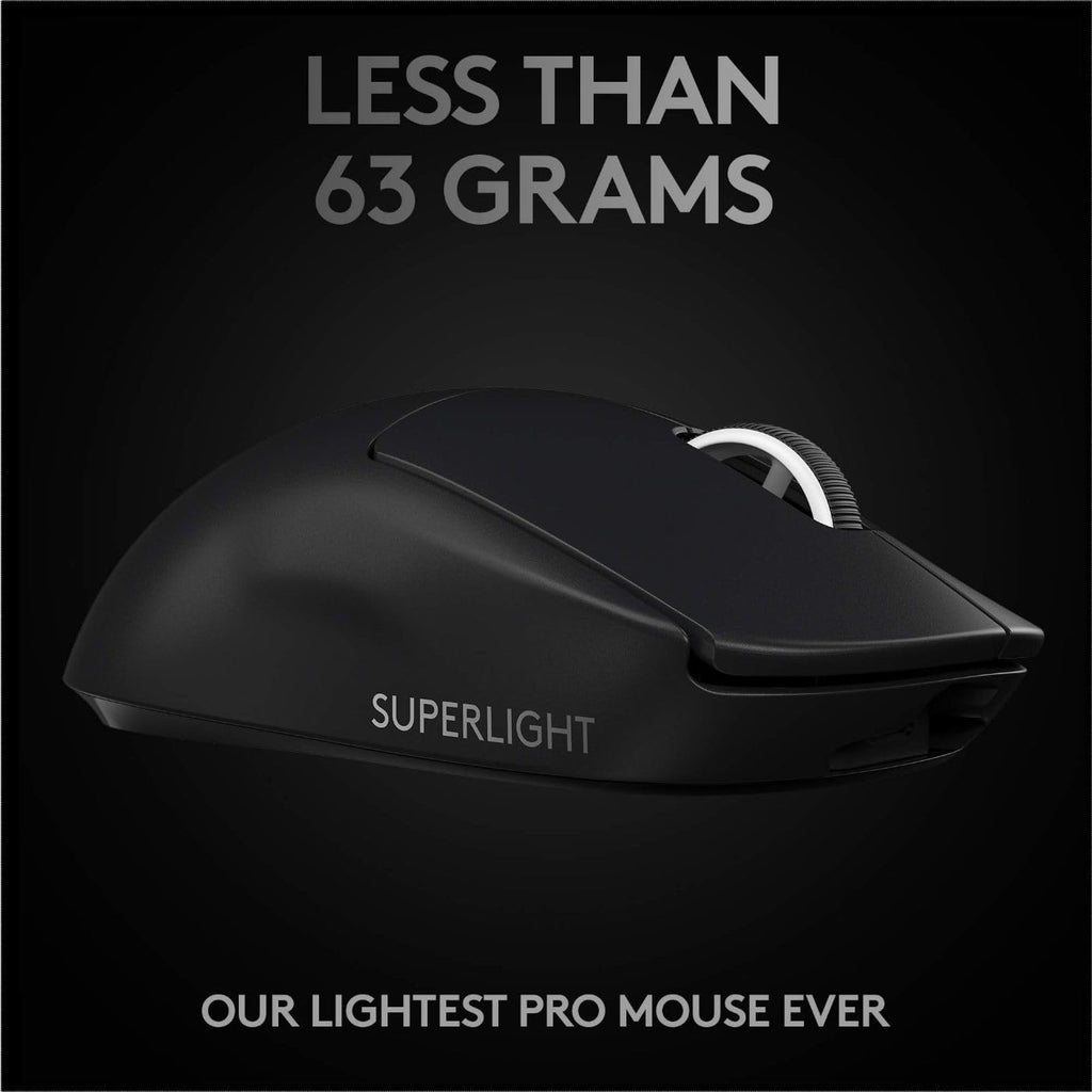 Souris gaming à connectivité sans fil Logitech G PRO X Superlight, ultra-légère, capteur Hero 25K, 25 600 DPI, 5 boutons programmables, longue autonomie, compatible PC/Mac - Noir