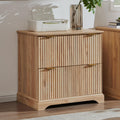 Classeur à deux tiroirs JXQTLINGMU dotée de station de charge, classeur latéral cannelé 30 pouces avec tringle de suspension pour dossiers format lettre/légal/A4, grand plateau pour imprimante, meuble de bureau en bois pour imprimante, chêne