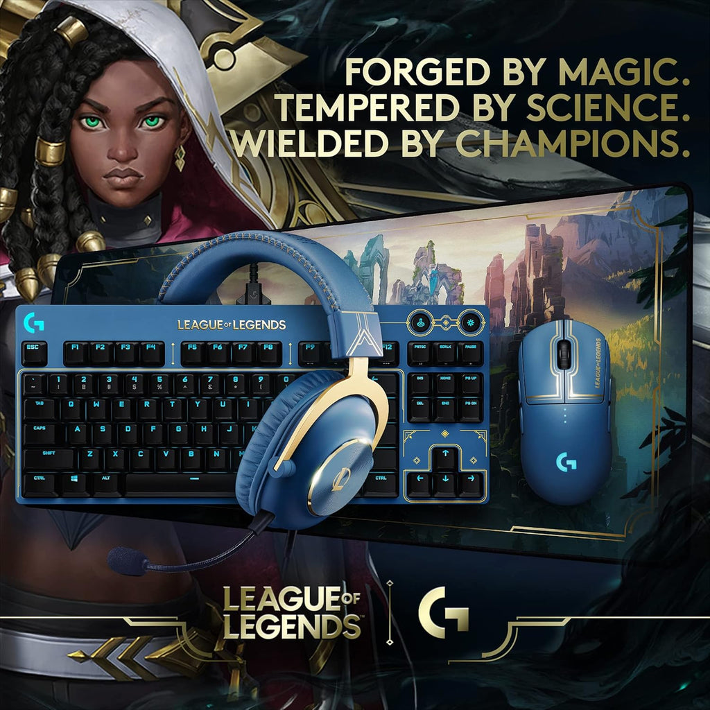 Clavier de jeu mécanique Logitech G PRO - Ultra-facile à transporter, format au format compact sans pavé numérique, câble USB détachable, touches rétroéclairées RGB LIGHTSYNC, édition officielle League of Legends