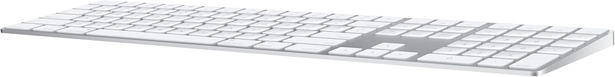 Clavier Apple Magic Keyboard dotée de pavé numérique : sans fil, Bluetooth, rechargeable. Compatible avec Mac, iPad et iPhone ; anglais (États-Unis) – blanc