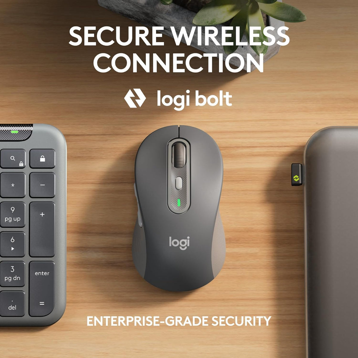 Ensemble clavier et souris à connectivité sans fil Logitech Signature Slim MK955 pour professionnels : frappe silencieuse, récepteur sécurisé, Bluetooth, certification internationale, compatible Windows/Mac/Chrome/Linux - Graphite