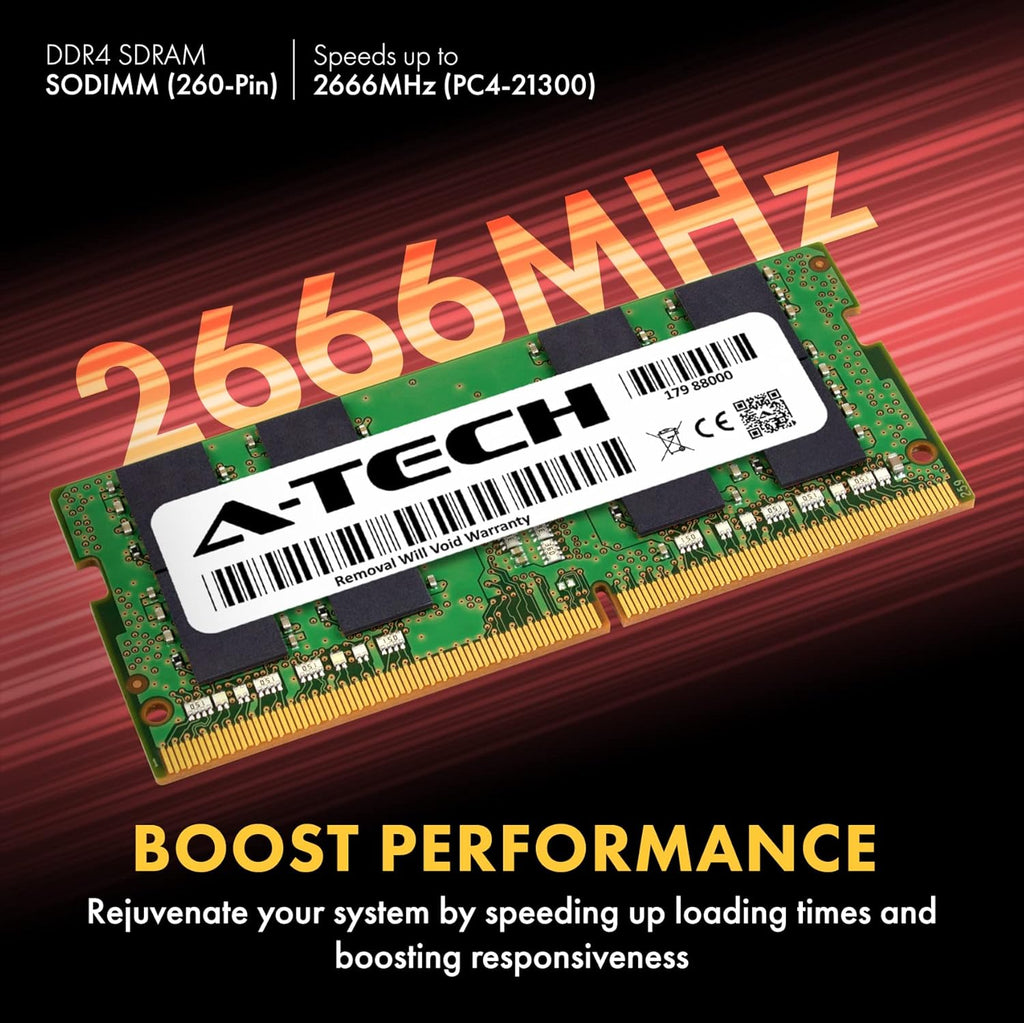 Module de mémoire RAM A-Tech 16 Go DDR4 2666 MHz PC4-21300 (PC4-2666V) CL19 SODIMM 1,2 V 260 broches non-ECC pour ordinateur compact portable.