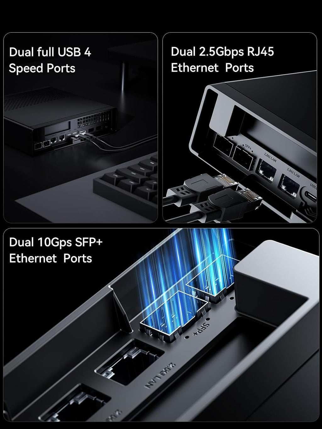 MINISFORUM MS-01-S1260 Mini PC Barebone doté de Intel Core i5-12600H, compatible vPro Enterprise, 2 ports LAN SFP+ 10 Gbps, 2 ports RJ45 2,5 Gb, 2 ports USB 4.0, 16 emplacements PCIe 4.0, SSD M.2 NVMe et SSD U.2 NVMe (sans système d'exploitation…