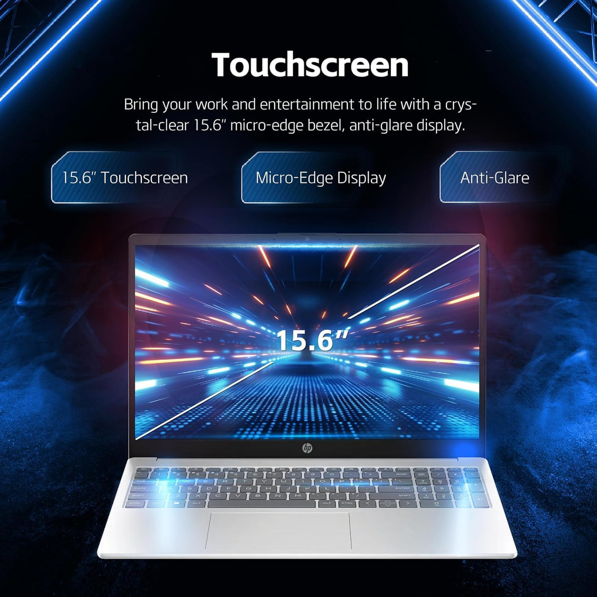 Ordinateur compact portable professionnel HP Ultrabook 15,6" FHD tactile avec Microsoft Office • Édition 2026 • Processeur Intel Core i5-1334U à 10 cœurs • 12 Go de RAM DDR4 • SSD de 256 Go • Windows 11 • Sans souris