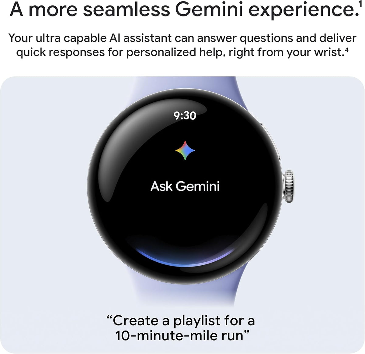 Google Pixel Watch 4 (45 mm) - Montre connectée Android avec suivi de la fréquence cardiaque et du sommeil - Autonomie de 40 heures - Suivi d'activité - Intelligence artificielle Google - Boîtier en aluminium noir mat - Bracelet actif Obsidian -