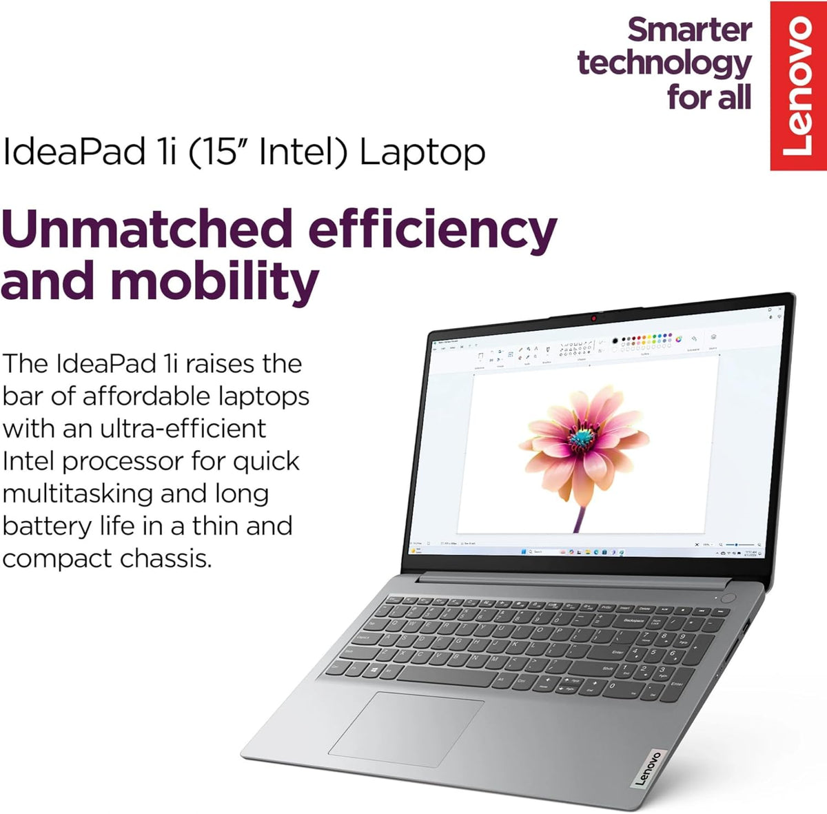 Ordinateur compact portable Lenovo à écran tactile avec abonnement Office 365 à vie pour le Web - IdeaPad 3i - Processeur Intel Core i3 - Écran Full HD 15,6" - 12 Go de RAM - SSD 256 Go - Bluetooth - Webcam - Windows 11 (sans souris)